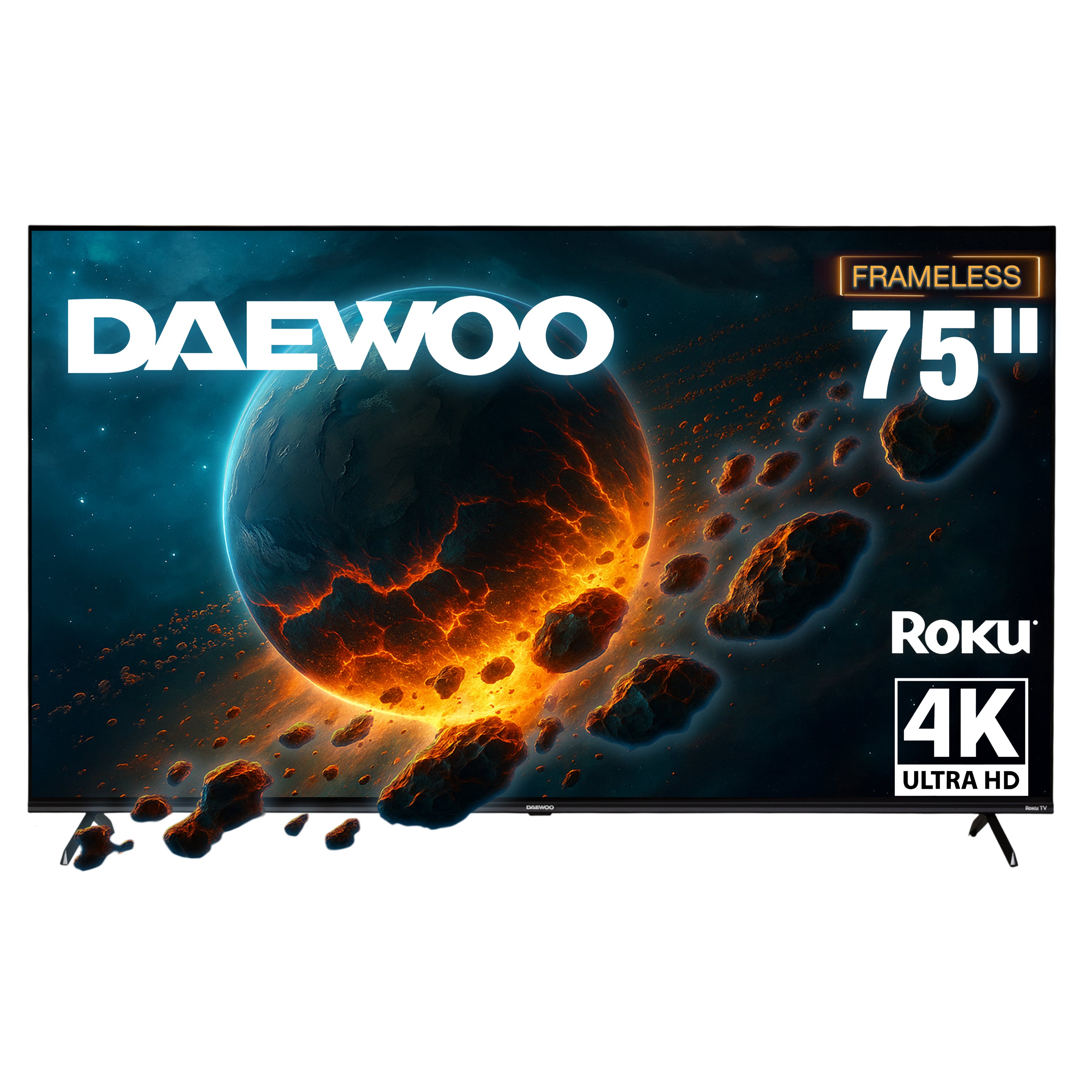 Pantalla DAEWOO 75" 4K LED UHD FRAMELESS ROKU TV (Reconstruido)