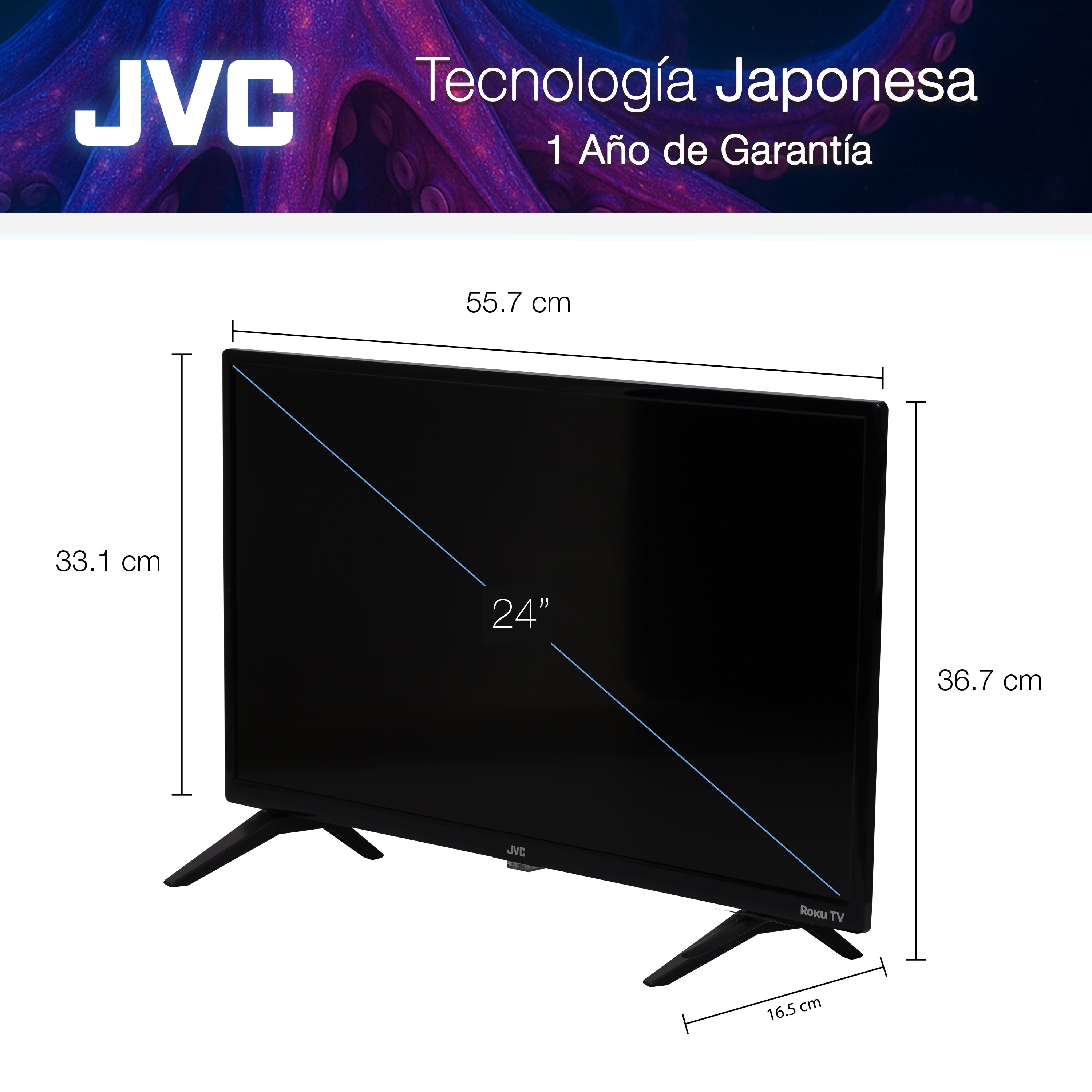 Pantalla Televisión Smart TV 24 Pulgadas LED HD Roku Dolby Audio 3 HDMI 1 USB 1 AV SI24R (Caja dañada)