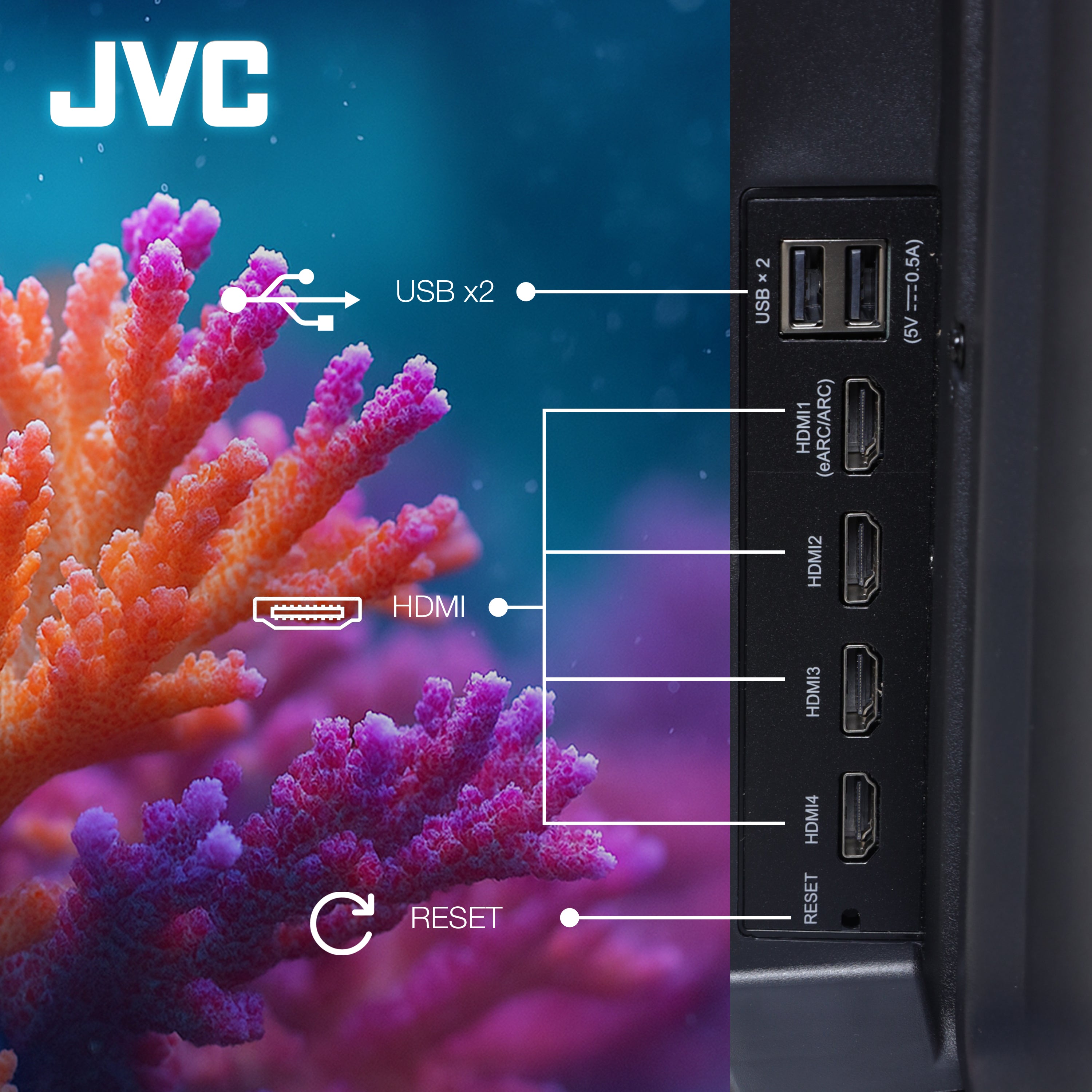 Pantalla Smart TV JVC 50 pulgadas Full HD LED Roku Frameless (Caja dañada)