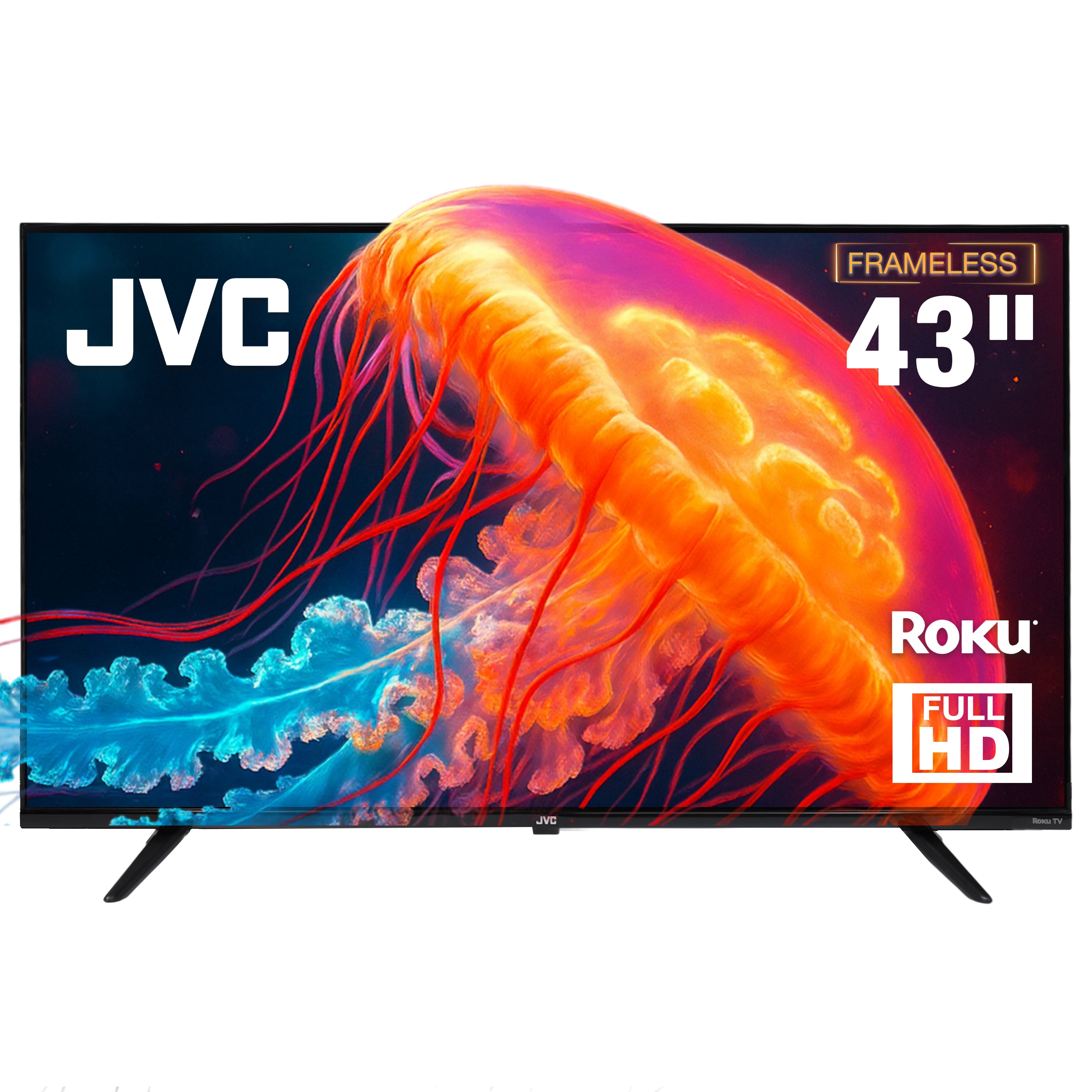 JVC Pantalla Televisión Smart TV 43 Pulgadas LED FHD Roku Frameless Dolby Audio 3 HDMI 1 USB 1 AV SI43FRF