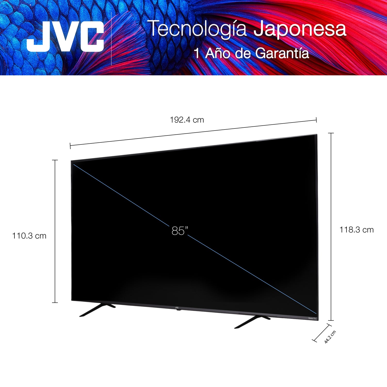 Pantalla Smart TV JVC 85 pulgadas Full HD LED Roku Frameless