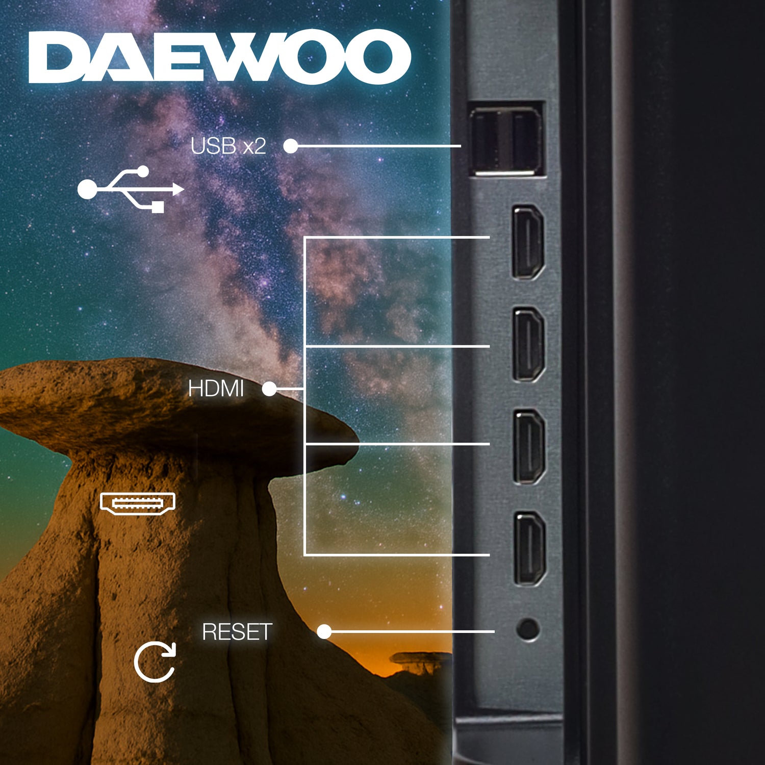 Daewoo Pantalla Televisión Smart TV 50 Pulgadas LED 4K UHD Roku Dolby Audio 4 HDMI 2 USB 1 AV DAW50UR