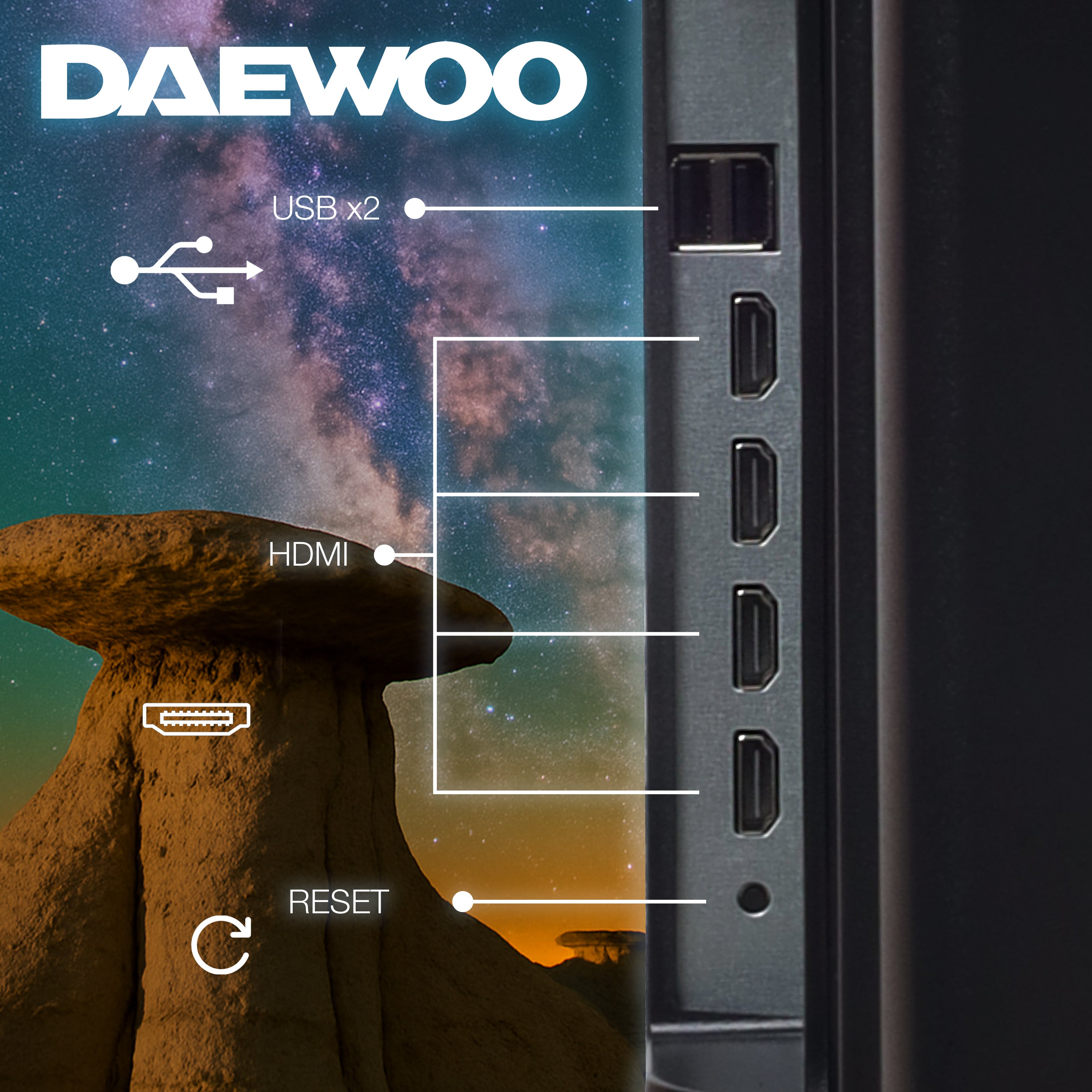 Daewoo Pantalla Televisión Smart TV 50 Pulgadas LED 4K UHD Roku Dolby Audio 4 HDMI 2 USB 1 AV DAW50UR