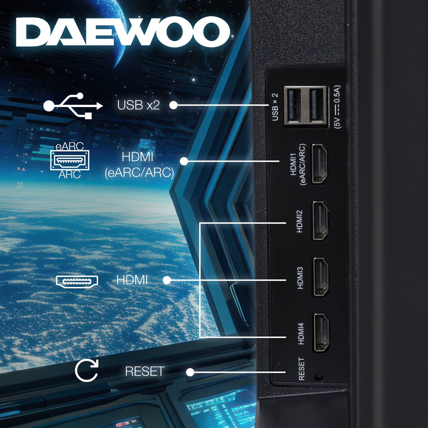 Daewoo Pantalla Televisión Smart TV 70 Pulgadas LED 4K UHD Roku Frameless Dolby Audio 4 HDMI 2 USB 1 AV DAW70UR