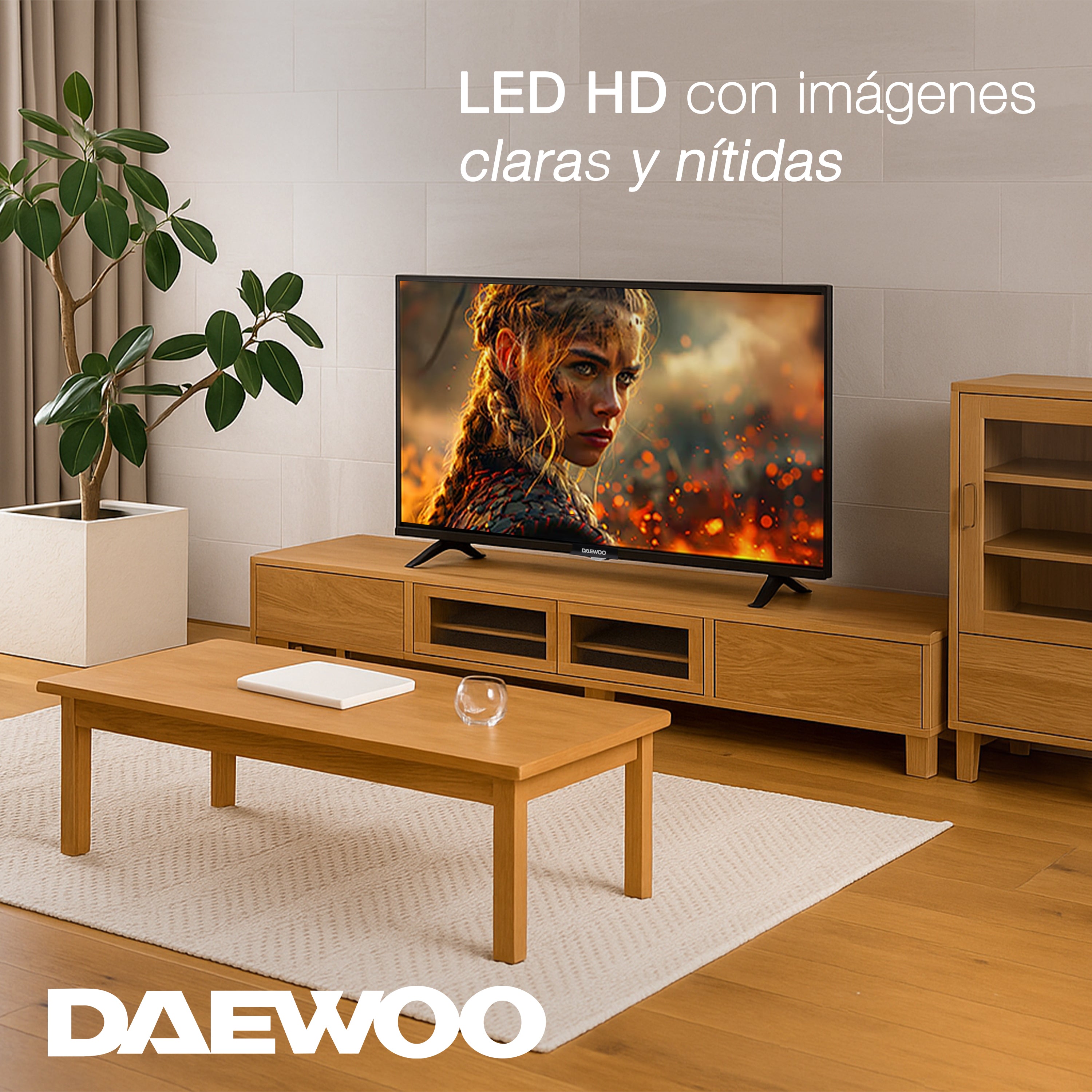 Daewoo Pantalla Televisión 32 Pulgadas LED HD Linux Dolby Audio 2 HDMI 1 USB 1 AV DAW32H &quot;No Smart TV&quot;