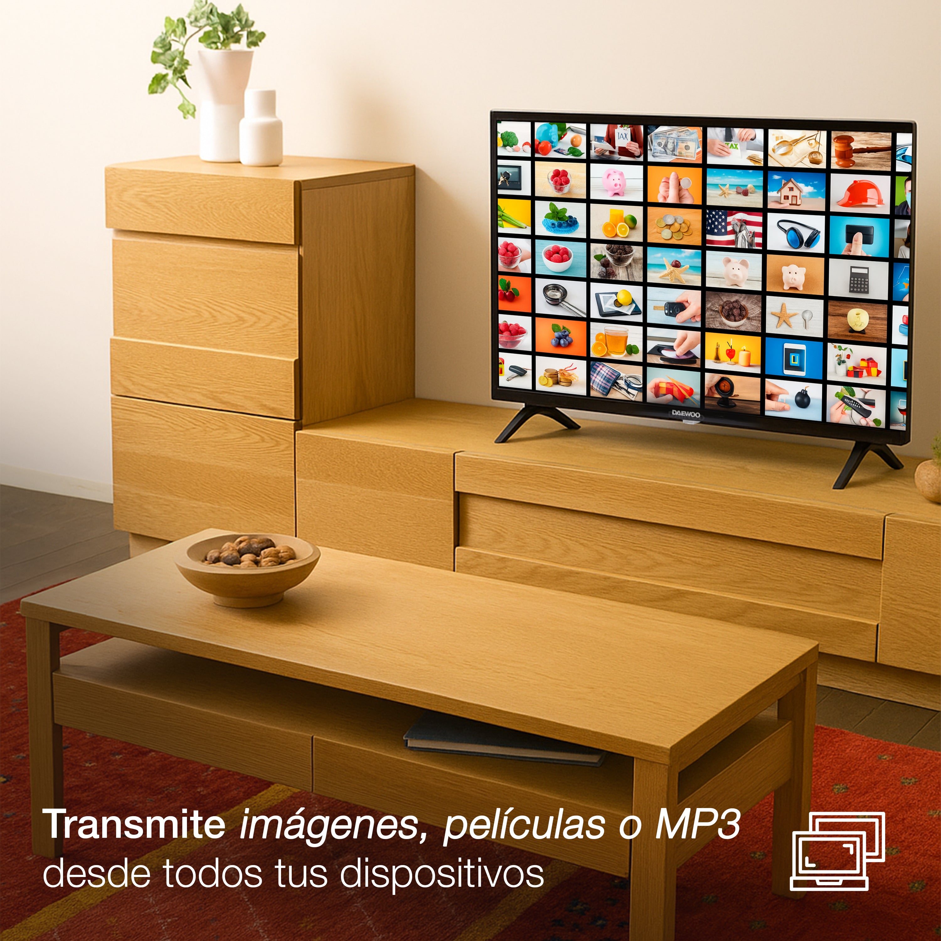 Daewoo Pantalla Televisión 32 Pulgadas LED HD Linux Dolby Audio 2 HDMI 1 USB 1 AV DAW32H &quot;No Smart TV&quot;