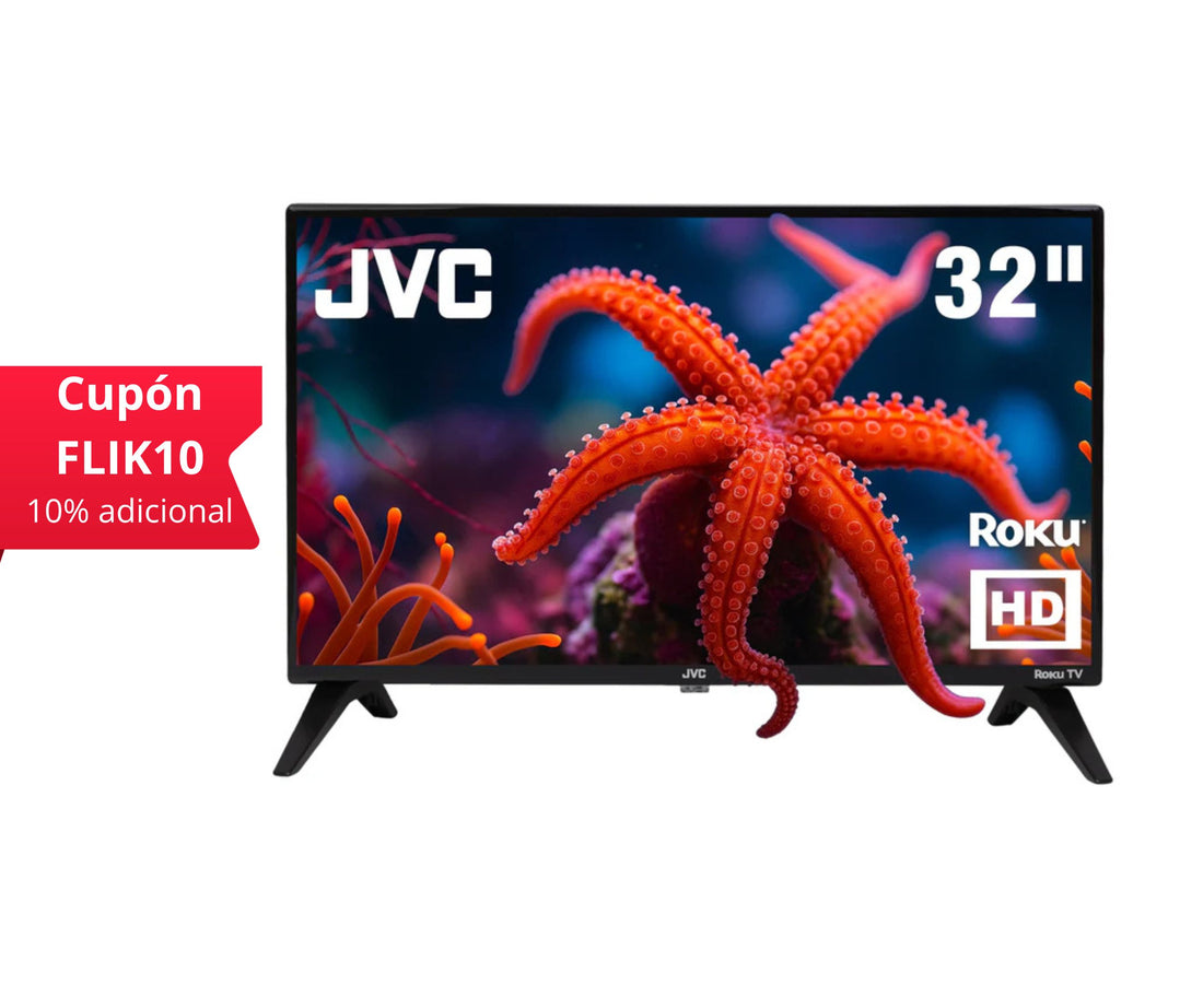 JVC Pantalla Televisión Smart TV 32 Pulgadas LED HD Roku Dolby Audio 3 HDMI 1 USB 1 AV SI32R
