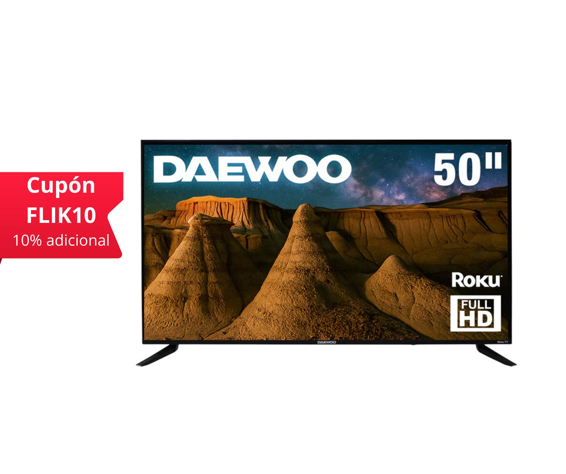 Daewoo Pantalla Televisión Smart TV 50 Pulgadas LED 4K UHD Roku Dolby Audio 4 HDMI 2 USB 1 AV DAW50UR