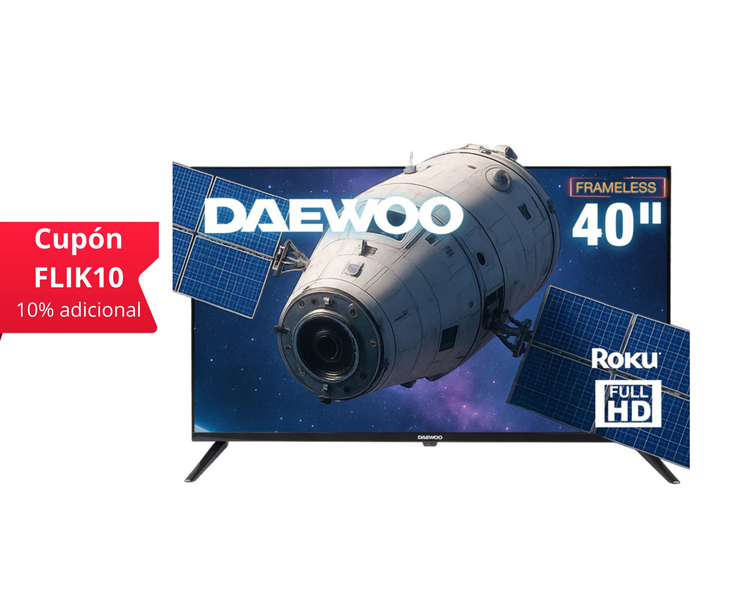 Daewoo Pantalla Televisión Smart TV 40 Pulgadas LED Full HD Roku Frameless Dolby Audio 3 HDMI 1 USB 1 AV DAW40FR ISSFAM